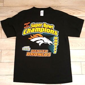 DENVER BRONCOS Super Bowl NFL Champions Back‎ 2 Back Mens T-Shirt Sz L VTG 90s